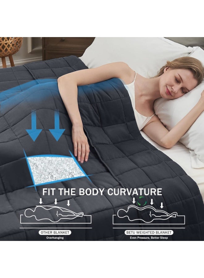 فابينني بطانية ثقيلة ٥٫٥ كجم / ١٢٢ × ١٨٣ سم، مقاس فردي، بطانية ثقيلة ٤٨ × ٧٢ بوصة / ١٢ رطلاً، لتخفيف القلق، علاج التوحد، الأرق، تخفيف التوتر، بطانية ضغط عميق، لون رمادي داكن - Image 3